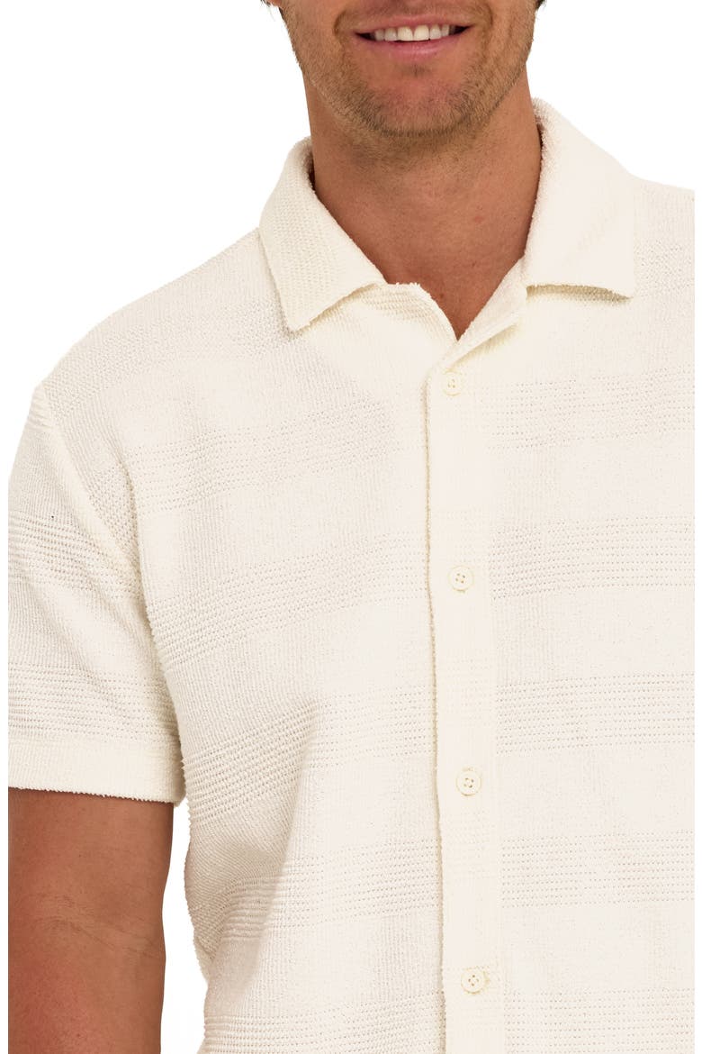 Archer Stripe Jacquard Short Sleeve Terry Cloth Button-Up Shirt, Alternate, color, WHITE