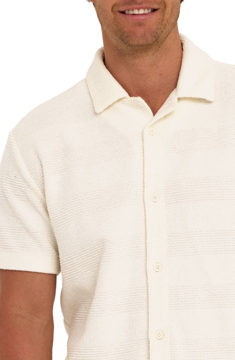 Threads 4 Thought Archer Stripe Jacquard Short Sleeve Terry Cloth Button-Up Shirt, Alternate, color, White