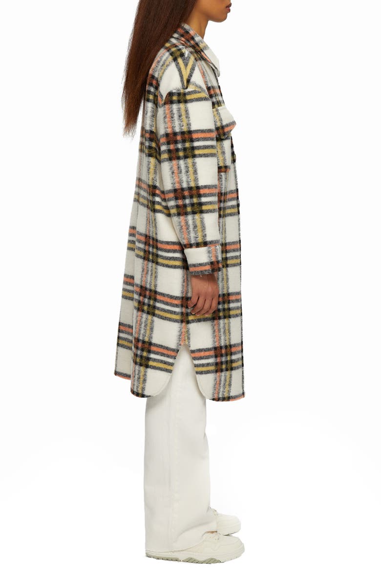 Noize Greta Plaid Felted Shirt Jacket, Alternate, color, Cream Check
