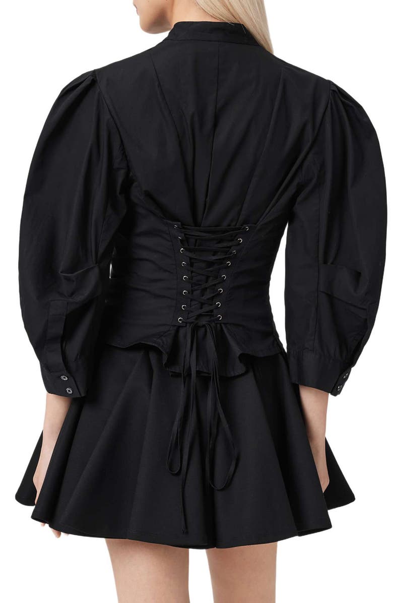 AllSaints Maud Lace-Up Long Sleeve Top, Alternate, color, Black