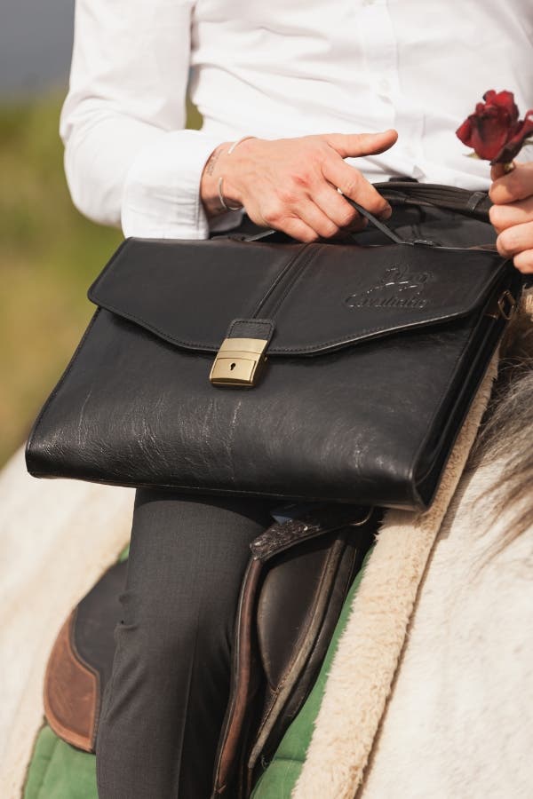Gentleman 172 Leather Briefcase, Alternate, color, Black