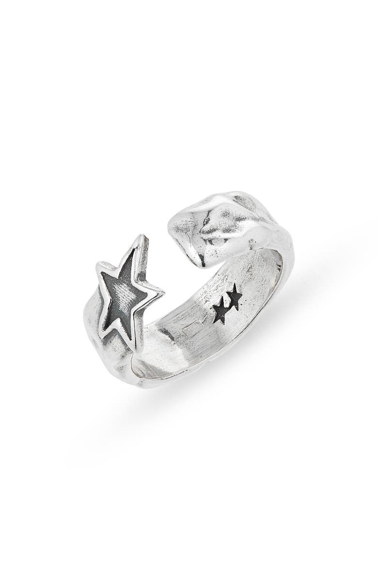 TWOJEYS Men's Engraved Star Open Ring, Main, color, Silver