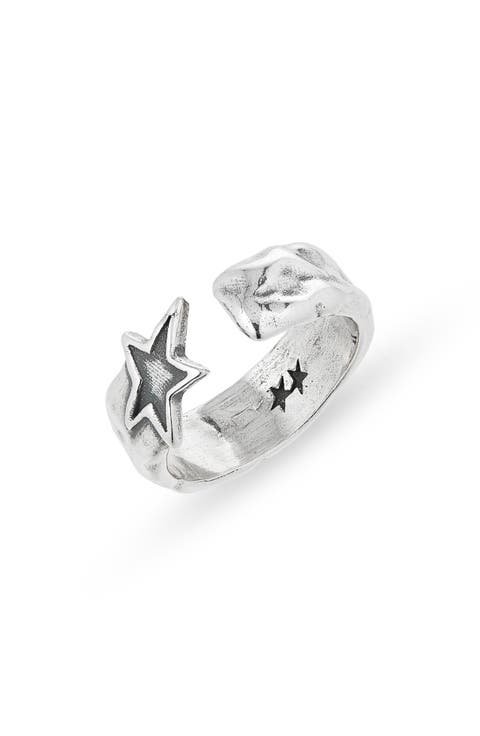 Men's Engraved Star Open Ring