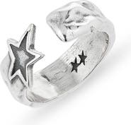 TWOJEYS Men's Engraved Star Open Ring