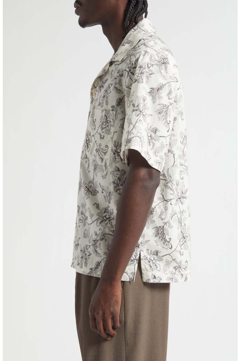Boxy Floral Camp Shirt, Alternate, color, DUSTY WHITE/ BLACK