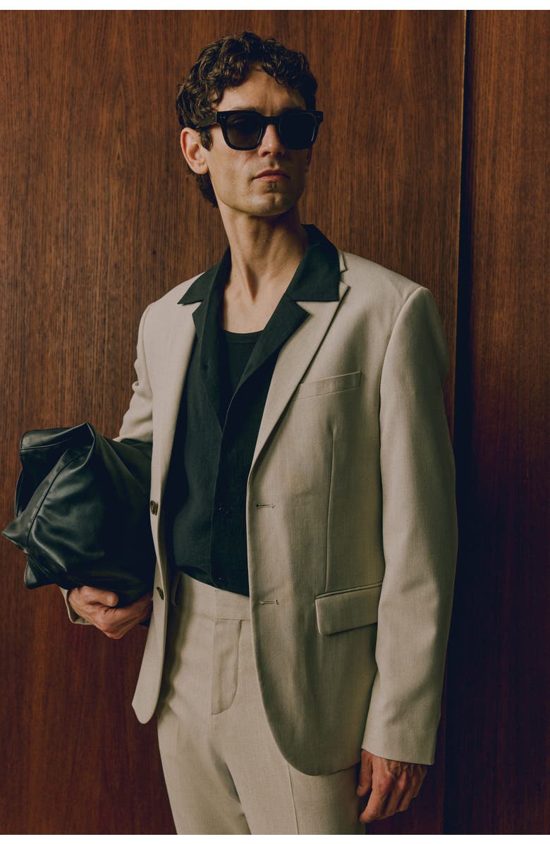H&M Slim Fit Single-breasted Jacket, Alternate, color, Beige
