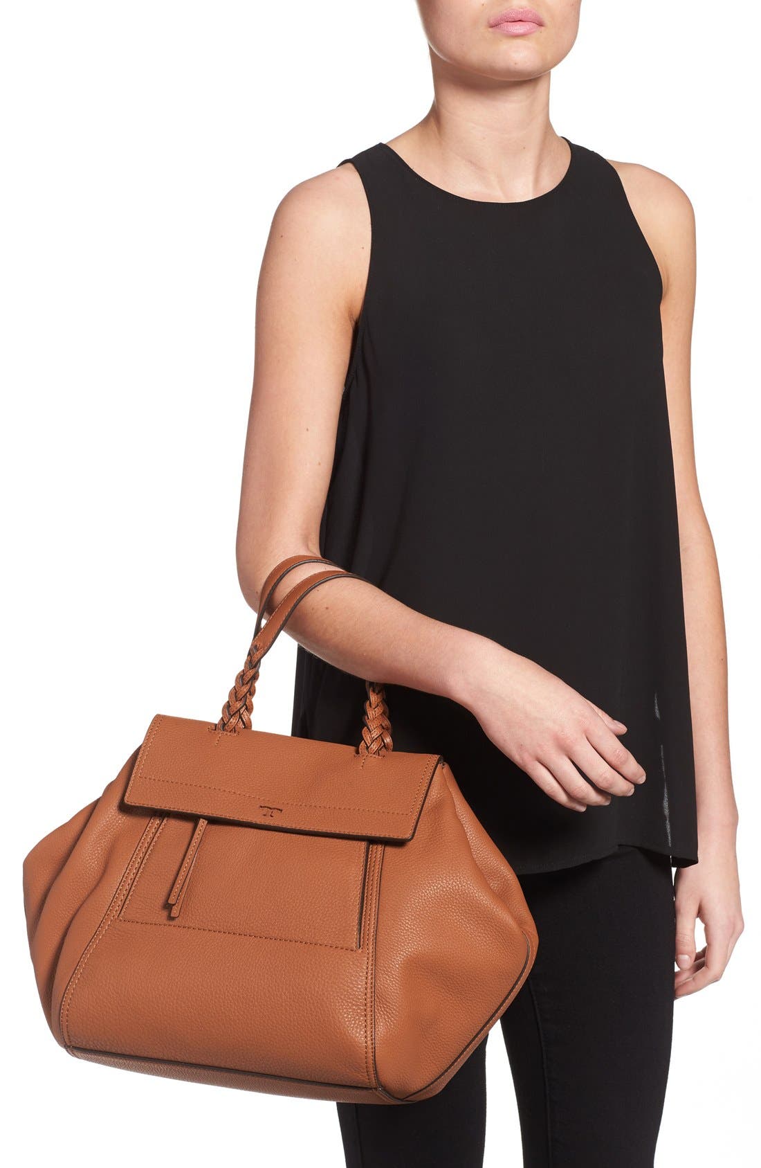 Tory Burch 'Half-Moon' Leather Satchel, Alternate, color, 