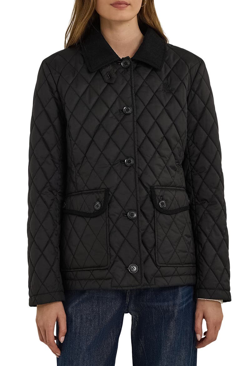 Quilted Corduroy Contrast Jacket, Main, color, BLACK