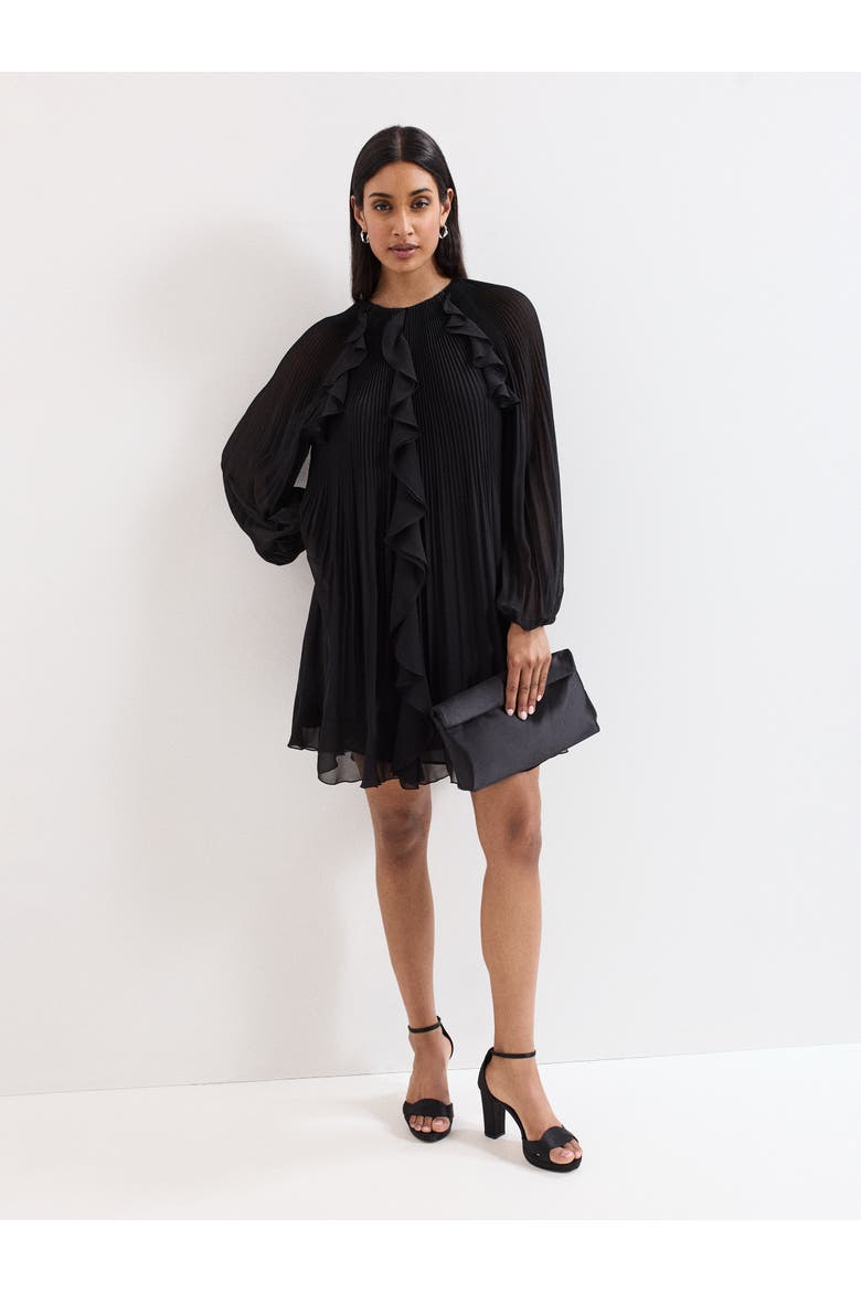 Layla Frill Swing Dress, Alternate, color, Black