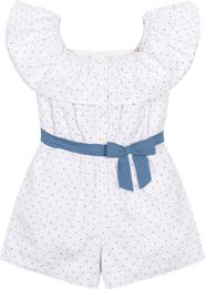 Hope & Henry Kids' Organic Ruffle Collar Button Front Seersucker Romper