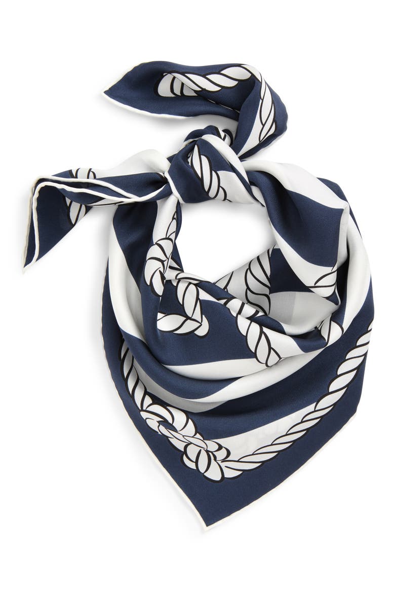 Le Foulard Bateau Corde Silk Scarf, Alternate, color, PRINT BOAT ROPE NAVY 3HE