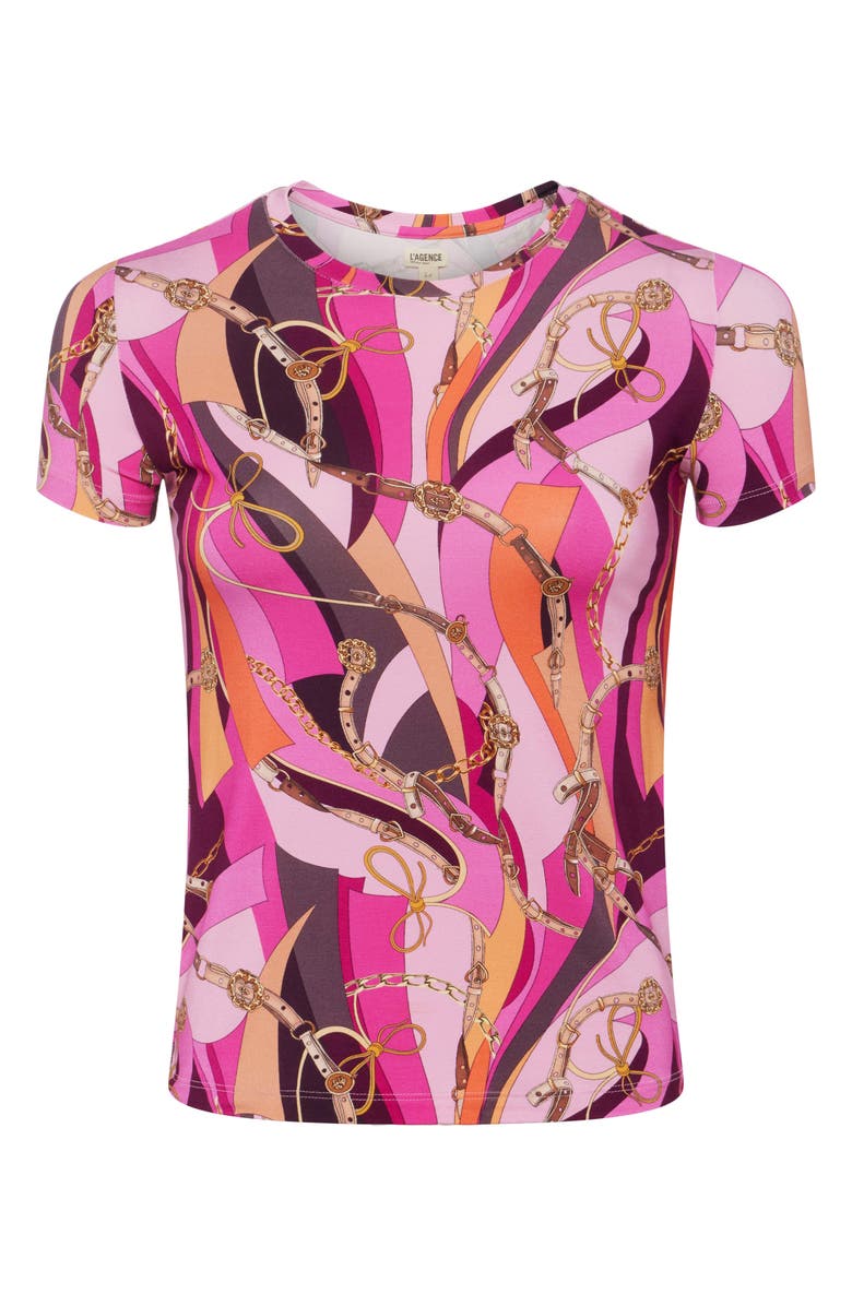 L'AGENCE Ressi Swirl Print T-Shirt, Alternate, color, Pink Buckle Swirl