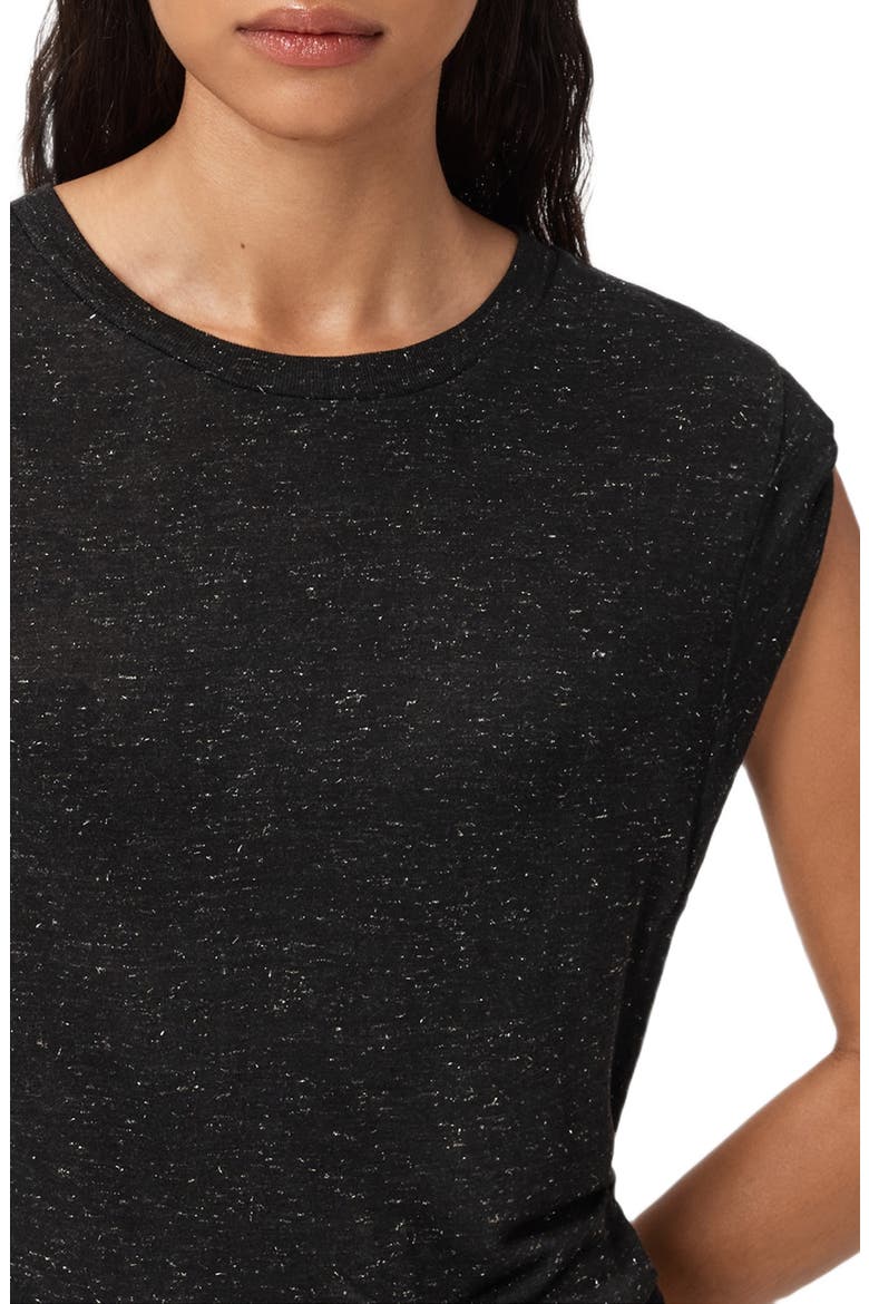 Metallic Cap Sleeve Top, Alternate, color, BLACK