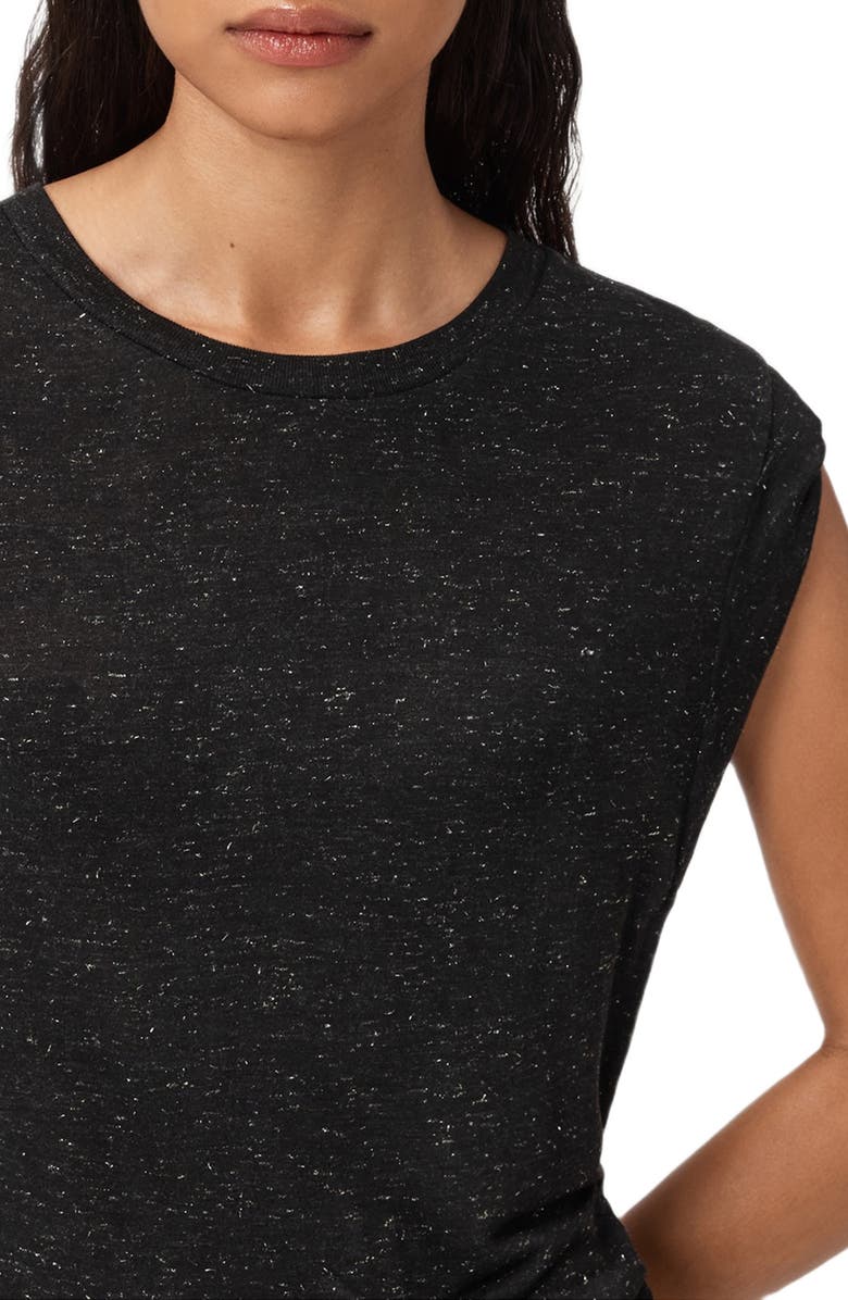 AllSaints Metallic Cap Sleeve Top, Alternate, color, Black