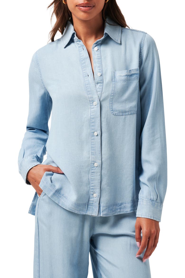 Chambray Button-Up Shirt, Main, color, LIGHT WASH