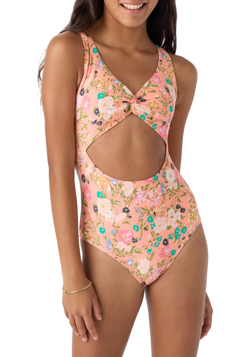 O'Neill Kids' Kelly Twisted Cutout One-Piece Swimsuit, Main, color, 