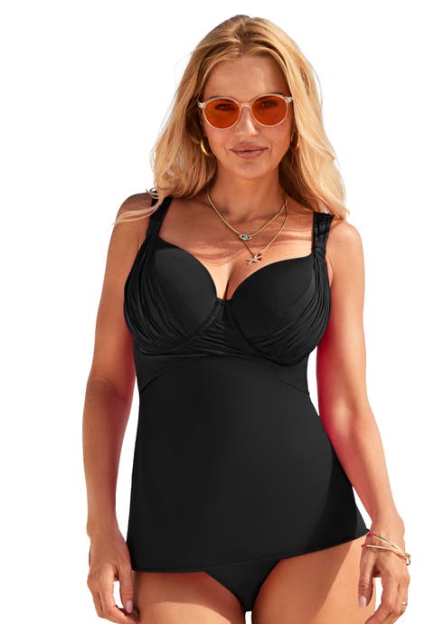 Bra Sized Drape Front Lightweight Underwire Tankini Top