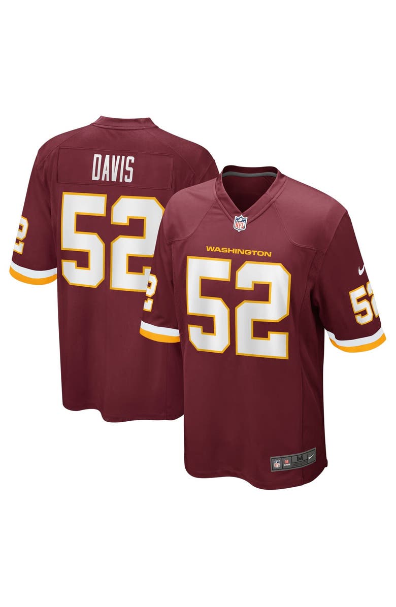 Nike Men's Nike Jamin Davis Burgundy Washington Football Team 2021 NFL Draft First Round Pick Game Jersey, Main, color, 
