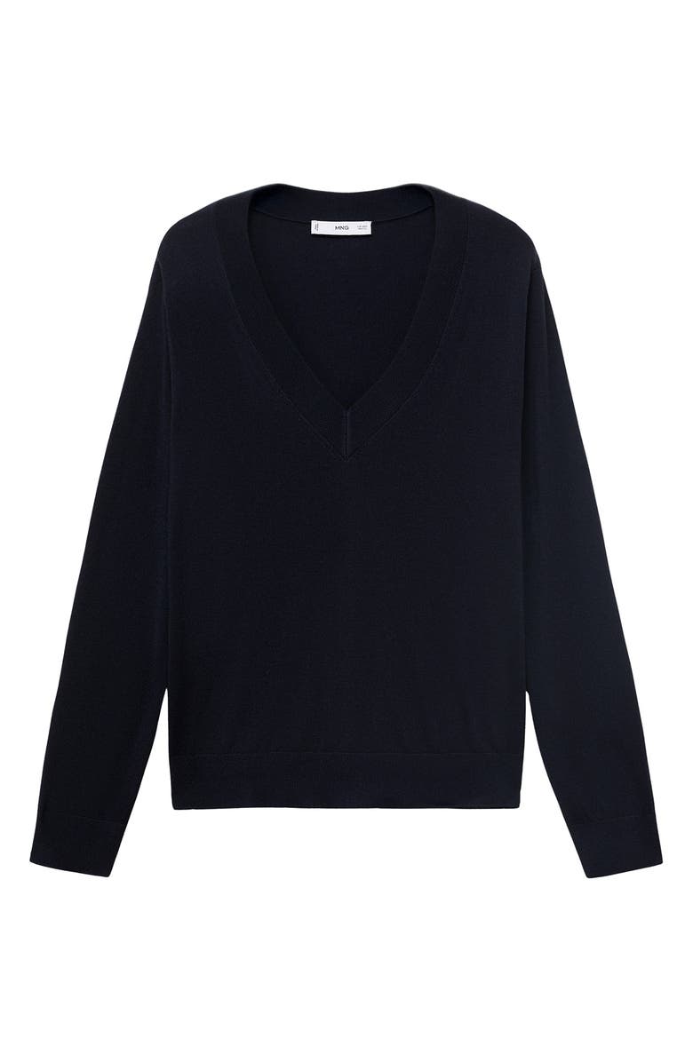 MANGO V-Neck Sweater, Alternate, color, Navy