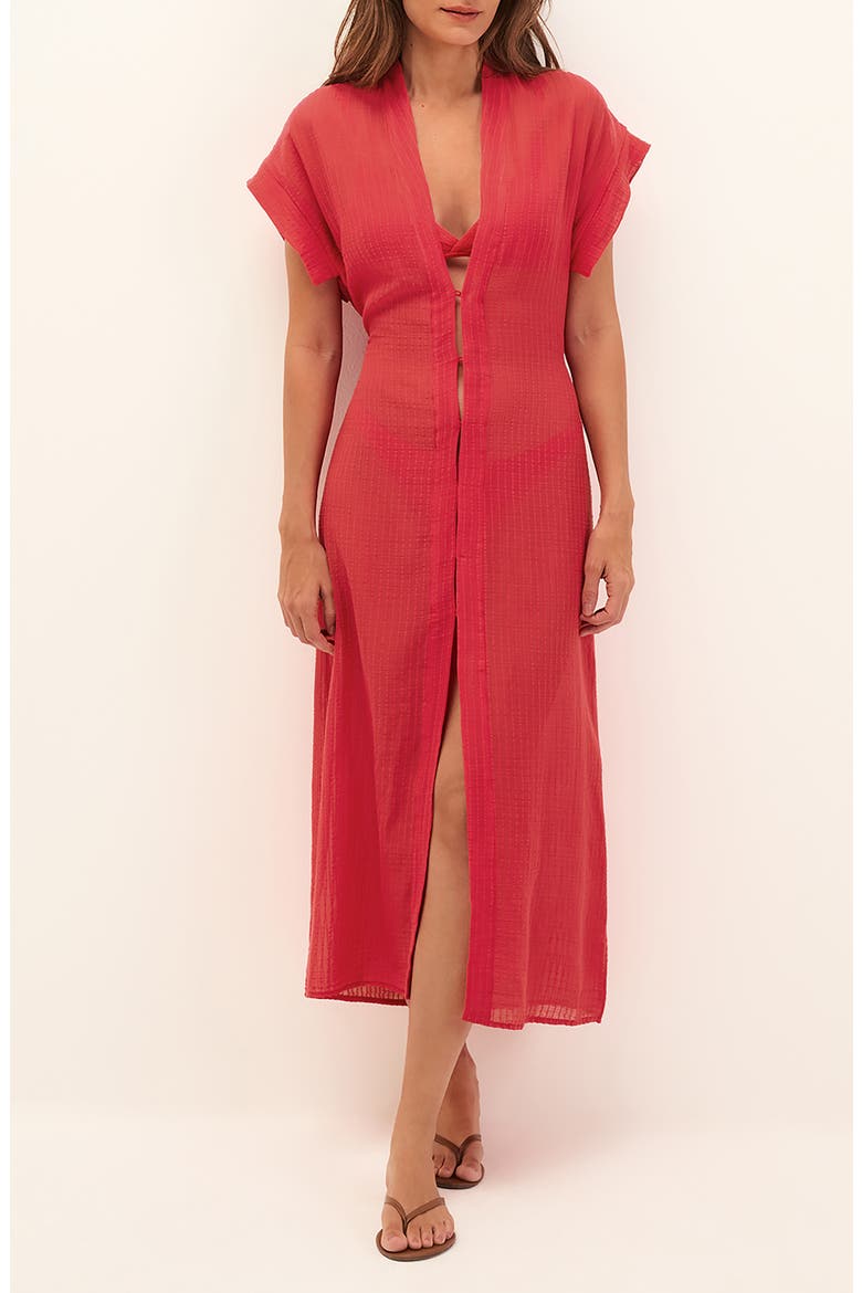Fuji Cover-Up Midi Dress, Main, color, RED