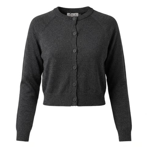 Shimmer Knit Raglan Sleeve Cropped Cardigan