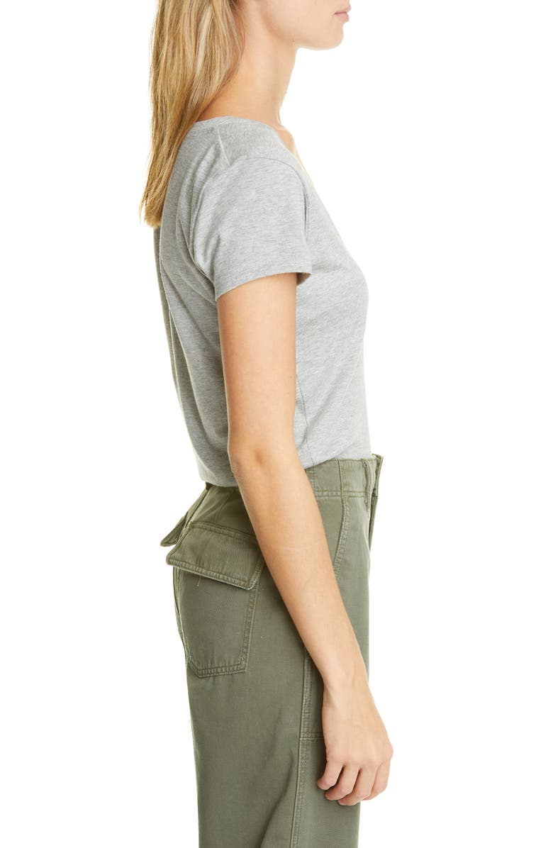 Vince Pima Cotton V-Neck Top, Alternate, color, Heather Grey