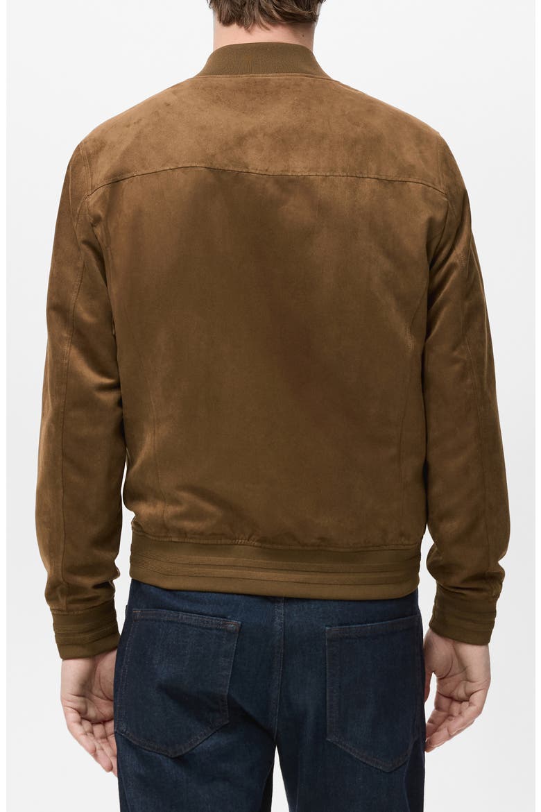 Faux Suede Bomber Jacket, Alternate, color, COGNAC