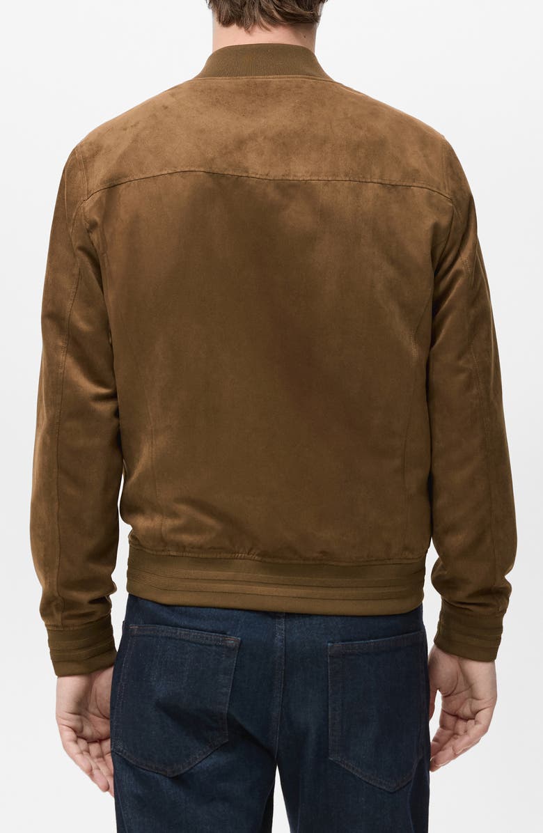MANGO Faux Suede Bomber Jacket, Alternate, color, Cognac