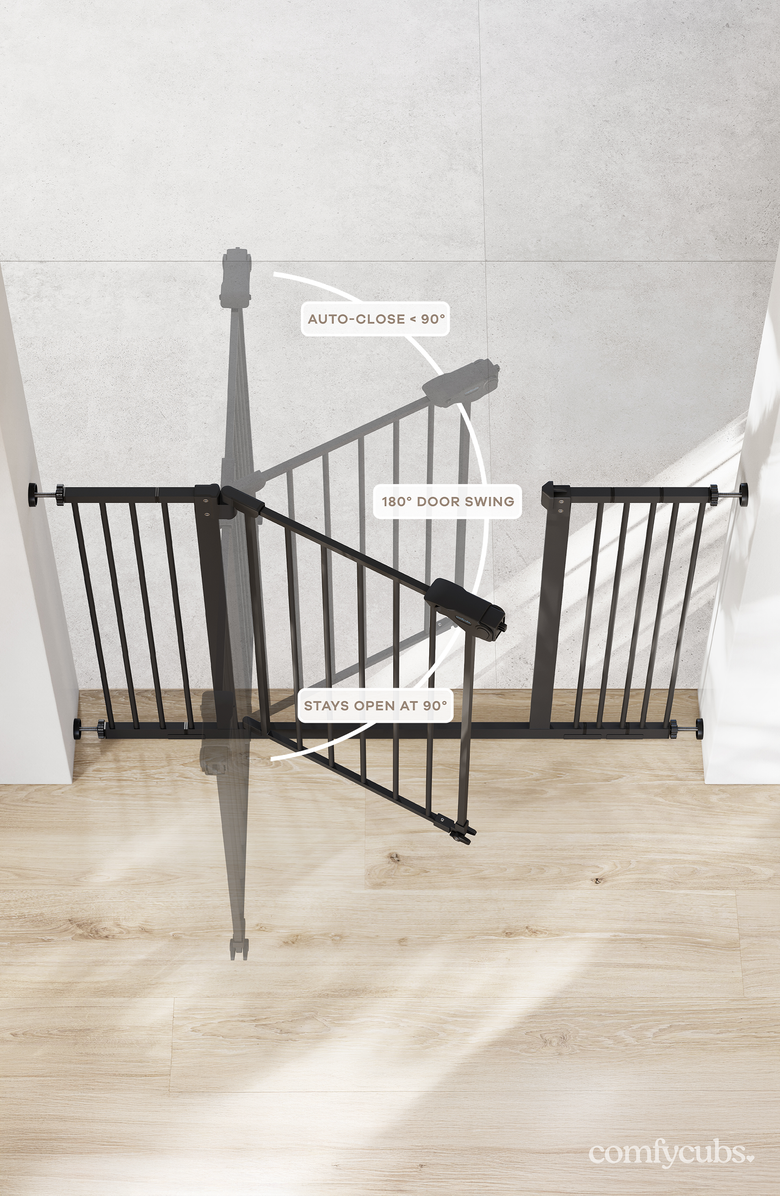 Comfy Cubs Baby Safety Gate with 3 Extensions, Alternate, color, Black