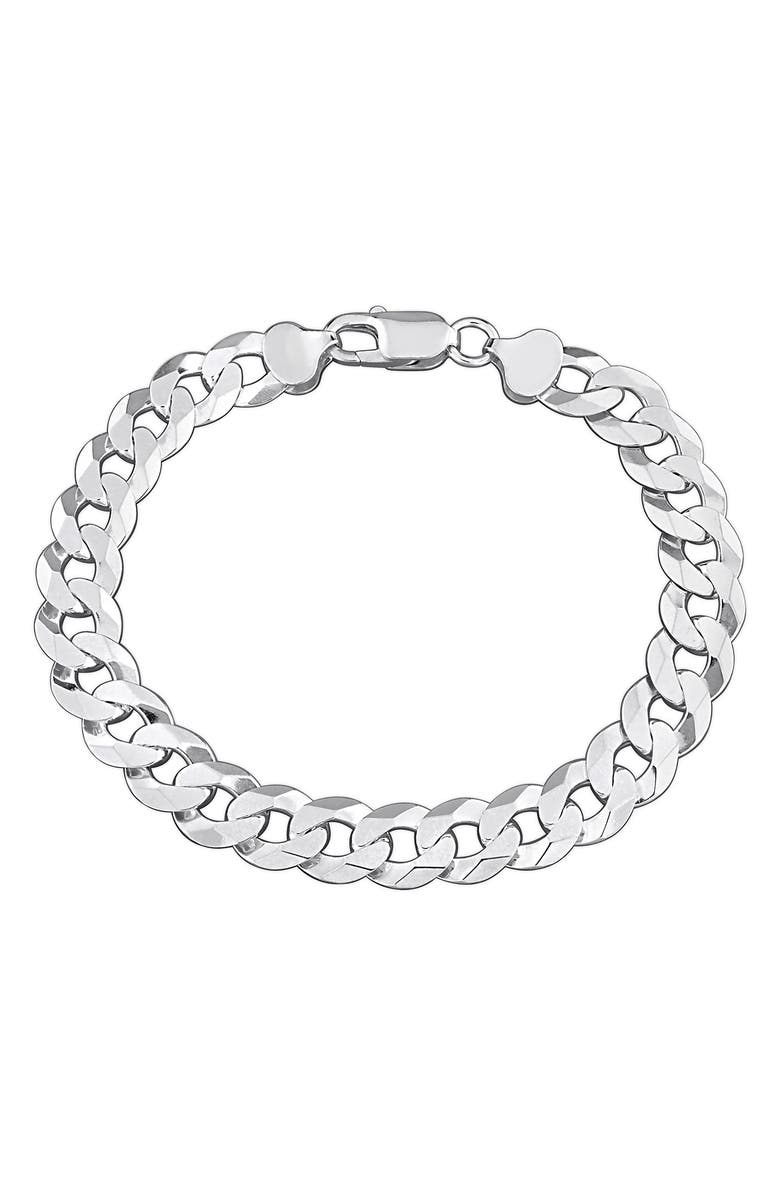 DELMAR Diamond Cut Curb Chain Bracelet, Main, color, Silver