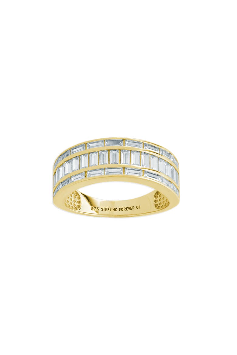 Kate Three Row Cubic Zirconia Baguette Ring, Main, color, GOLD