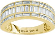 Sterling Forever Kate Three Row Cubic Zirconia Baguette Ring