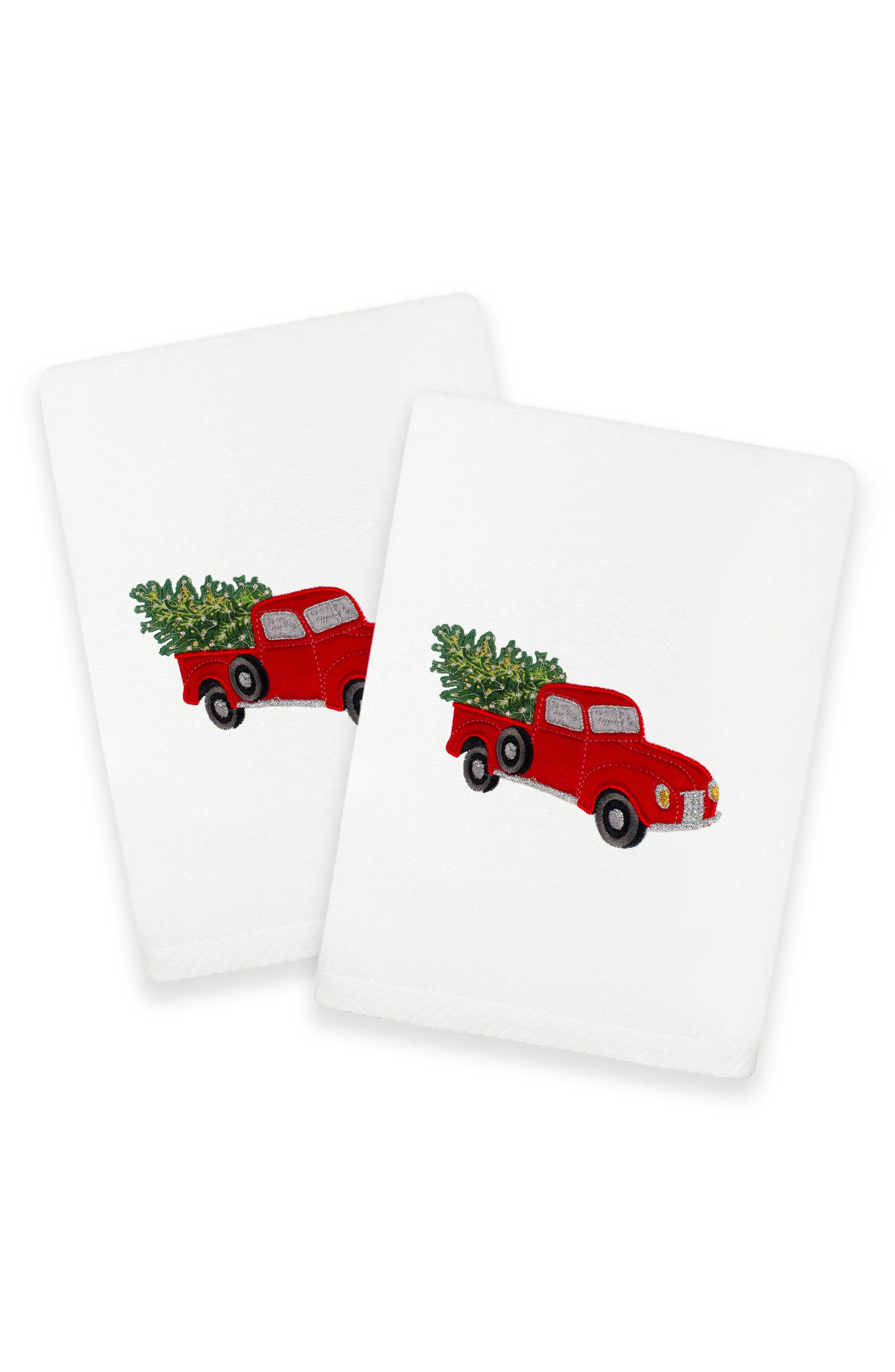 2-Piece Red TruckTurkish Cotton Hand Towel Set