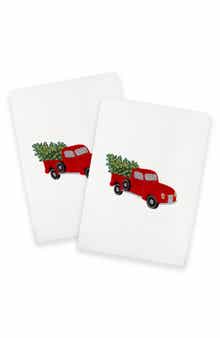 2-Piece Red TruckTurkish Cotton Hand Towel Set
