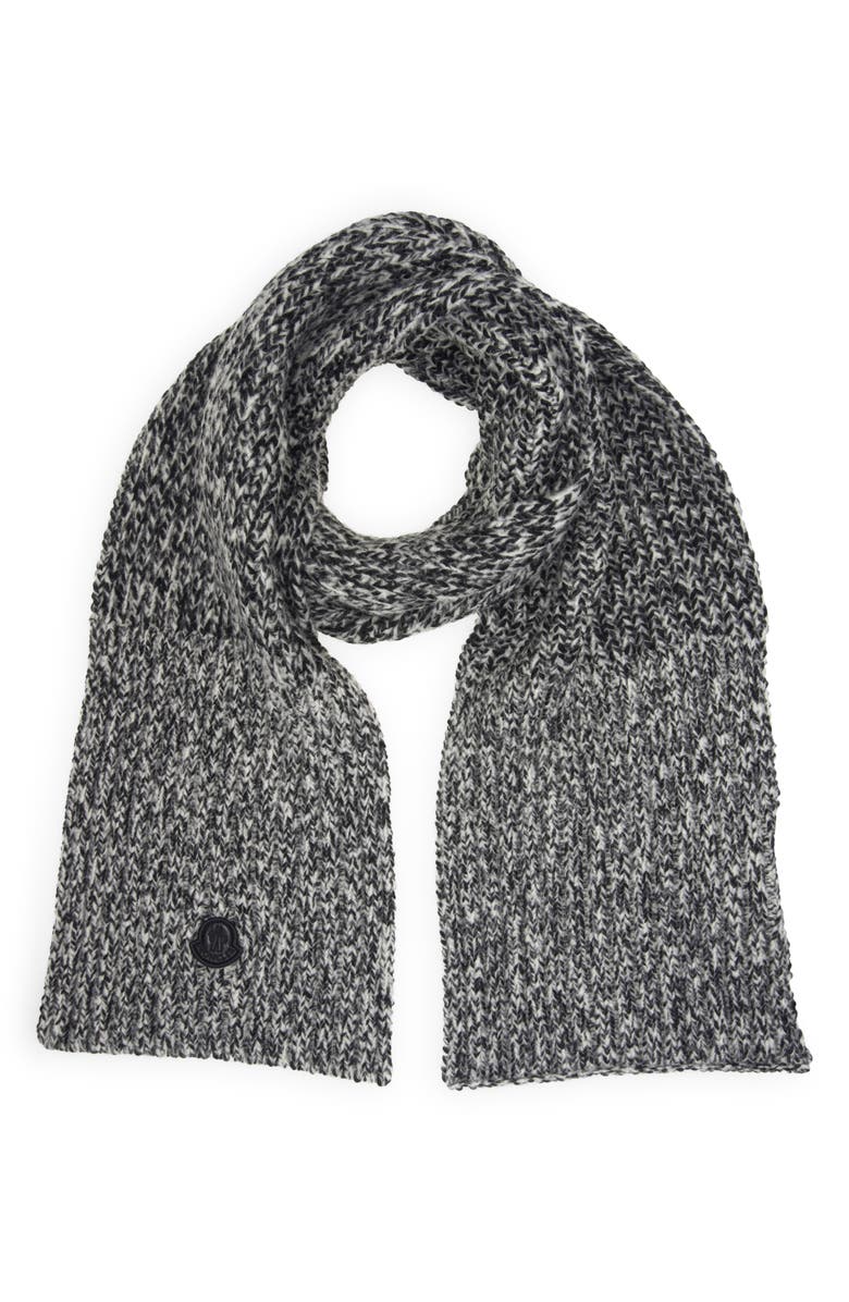 Moncler Creativo Logo Patch Wool Blend Scarf, Alternate, color, 