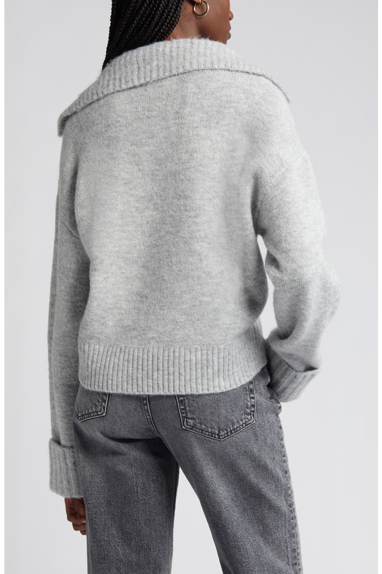 Oversize Johnny Collar Sweater, Alternate, color, GREY HEATHER