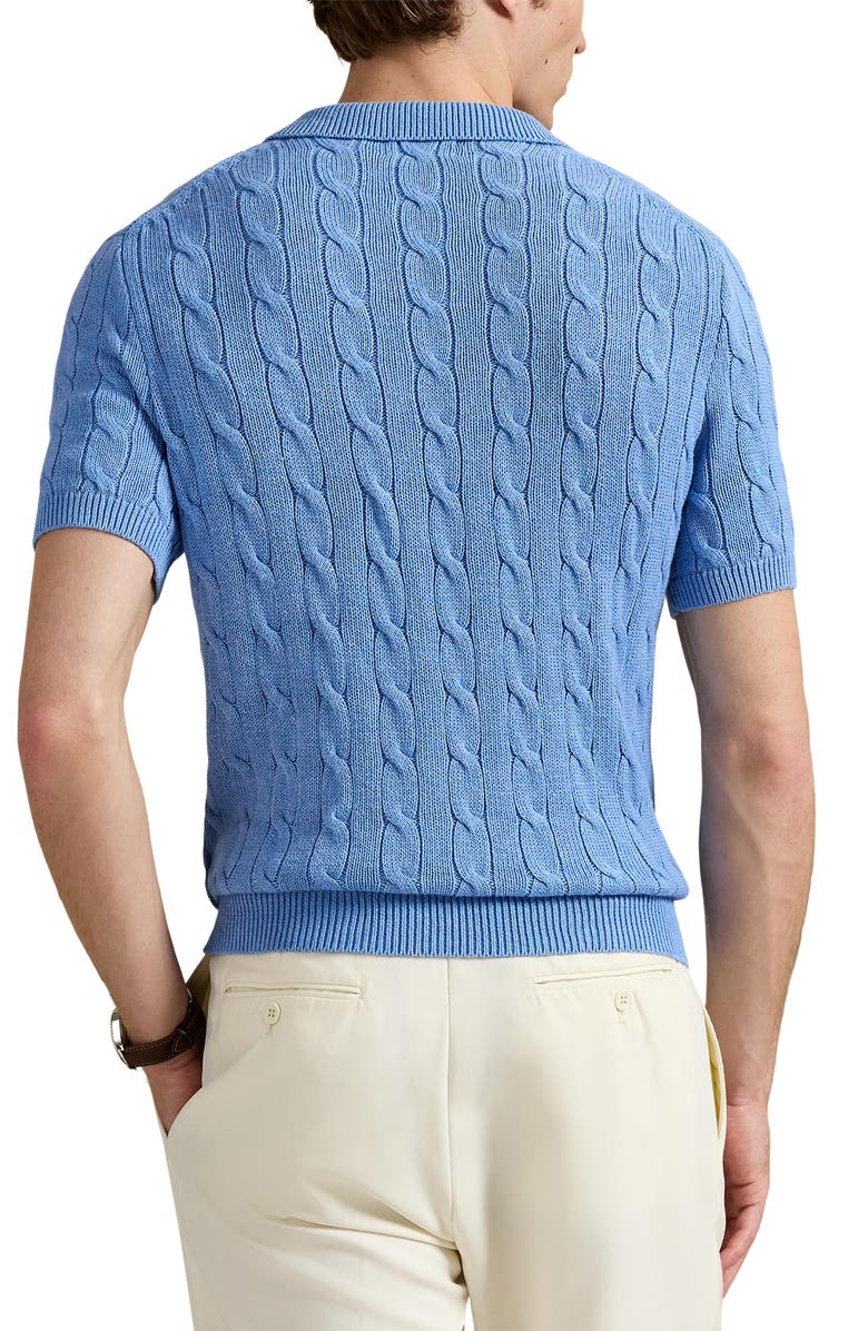 Cable Short Sleeve Polo Sweater