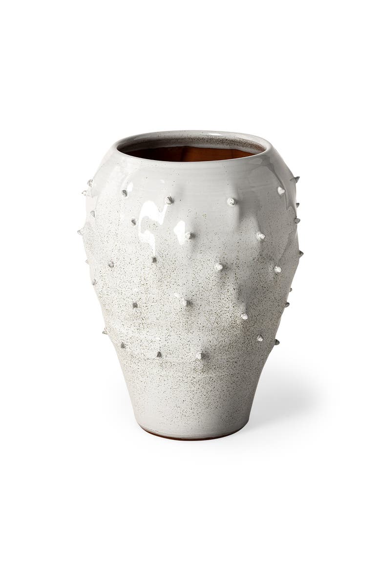 Julian Glossy  Ceramic Spoked Vase, Main, color, White