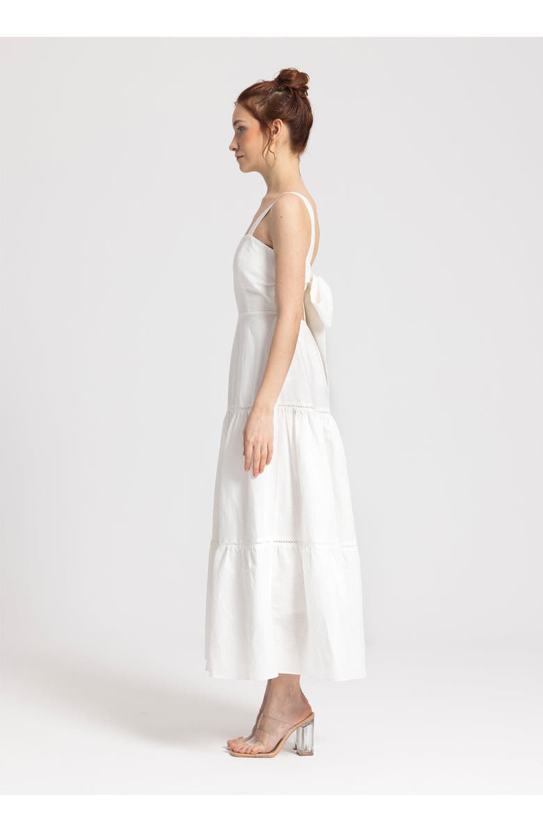 Monlicia Ella White Midi 100% Linen Dress, Main, color, White