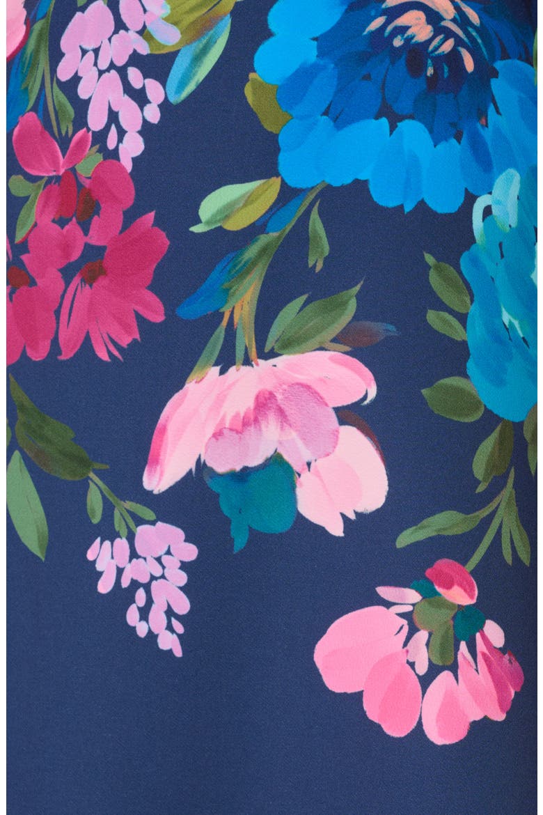 Floral V-Neck Twill Dress, Alternate, color, NAVY MULTI