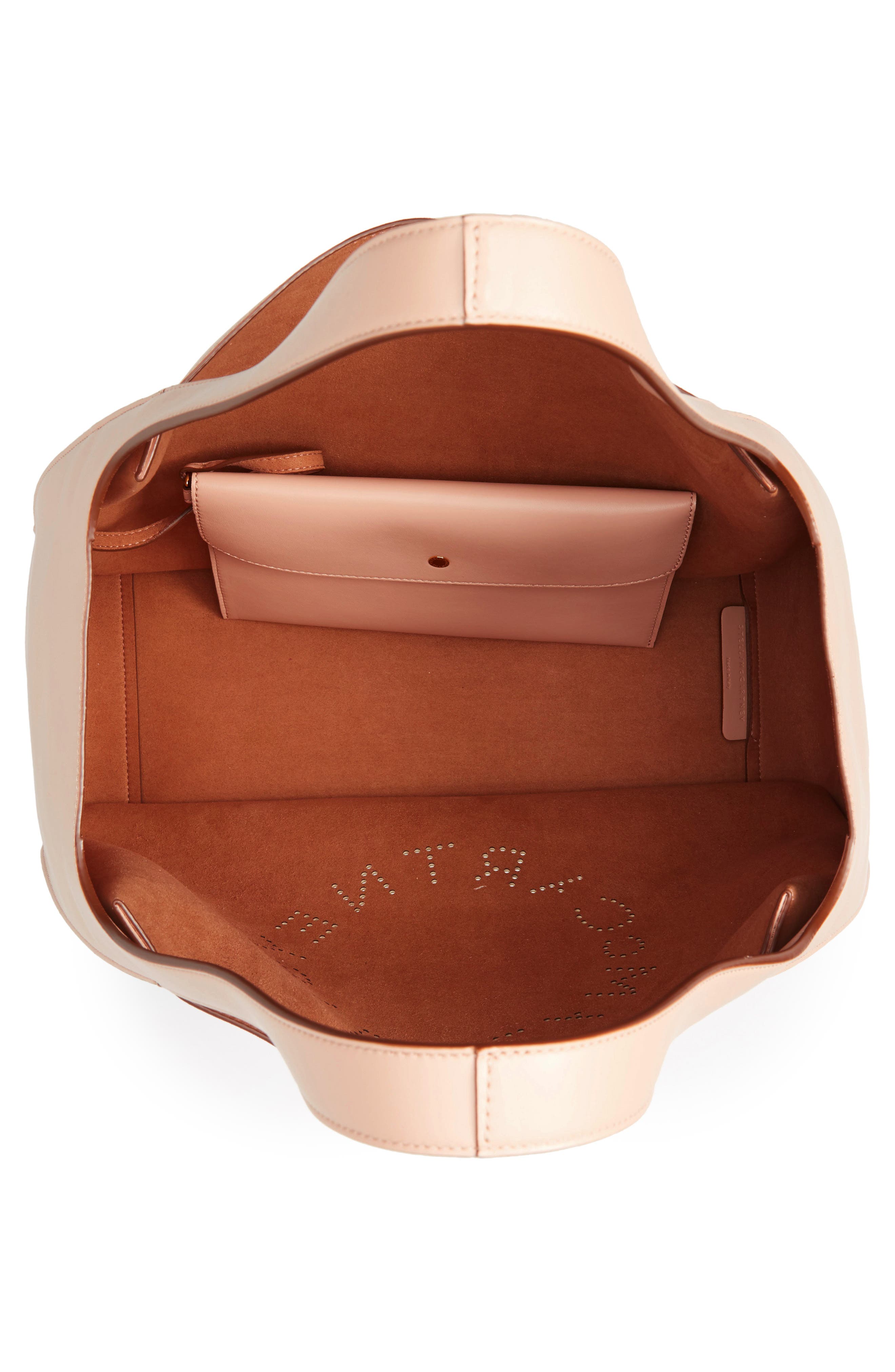 Medium Perforated Logo Faux Leather Tote, Alternate, color, POWDER PINK