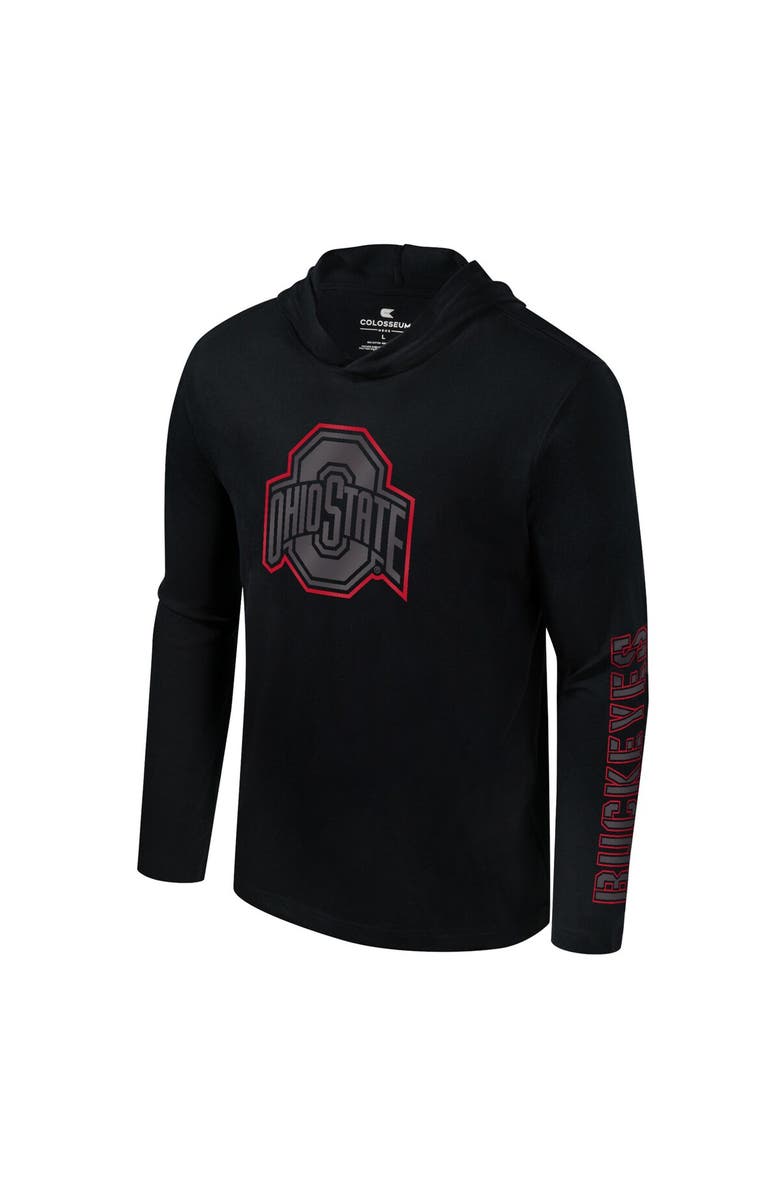 COLOSSEUM Men's Colosseum Black Ohio State Buckeyes Color Pop Active Blend 2-Hit Long Sleeve Hooded T-Shirt, Alternate, color, 