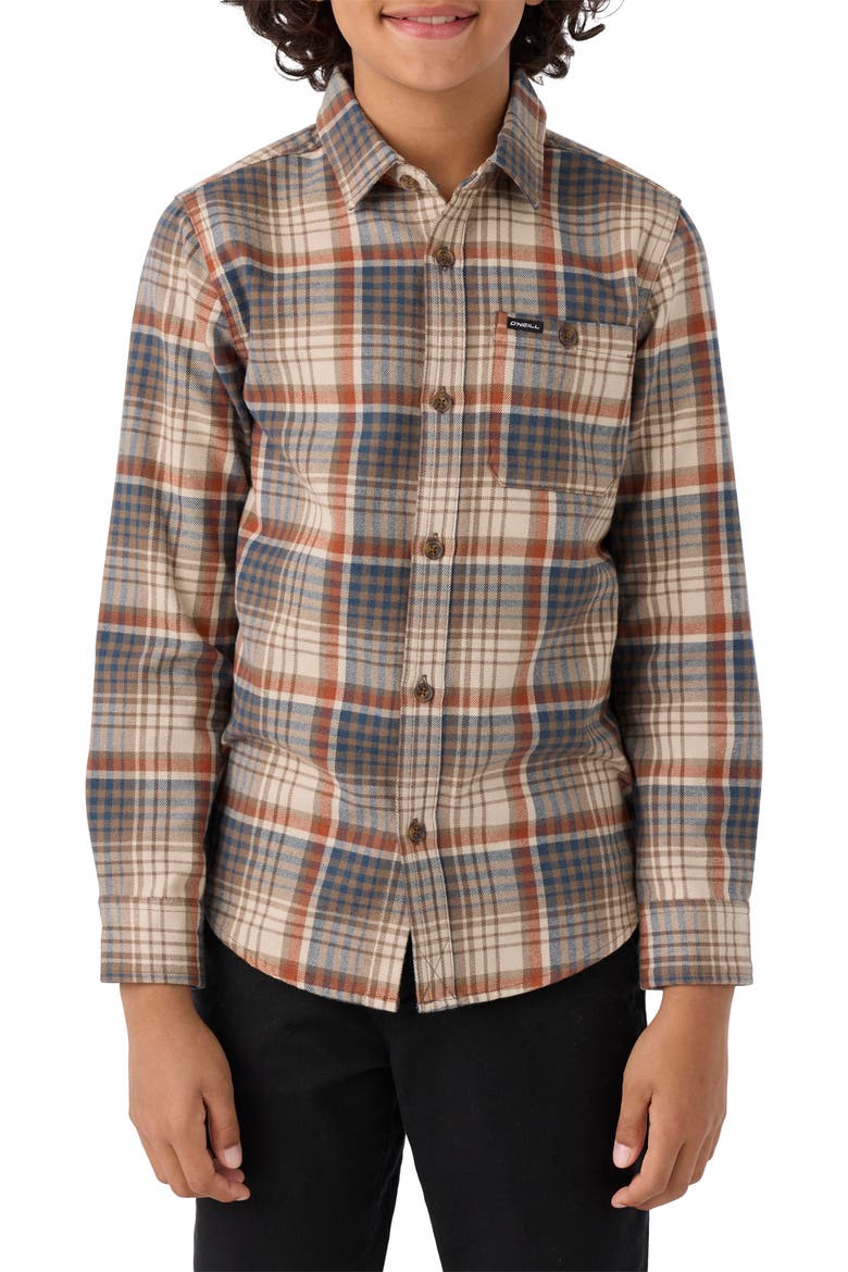 Kids' Winslow Plaid Flannel Button-Up Shirt, Main, color, CHOCOLATE