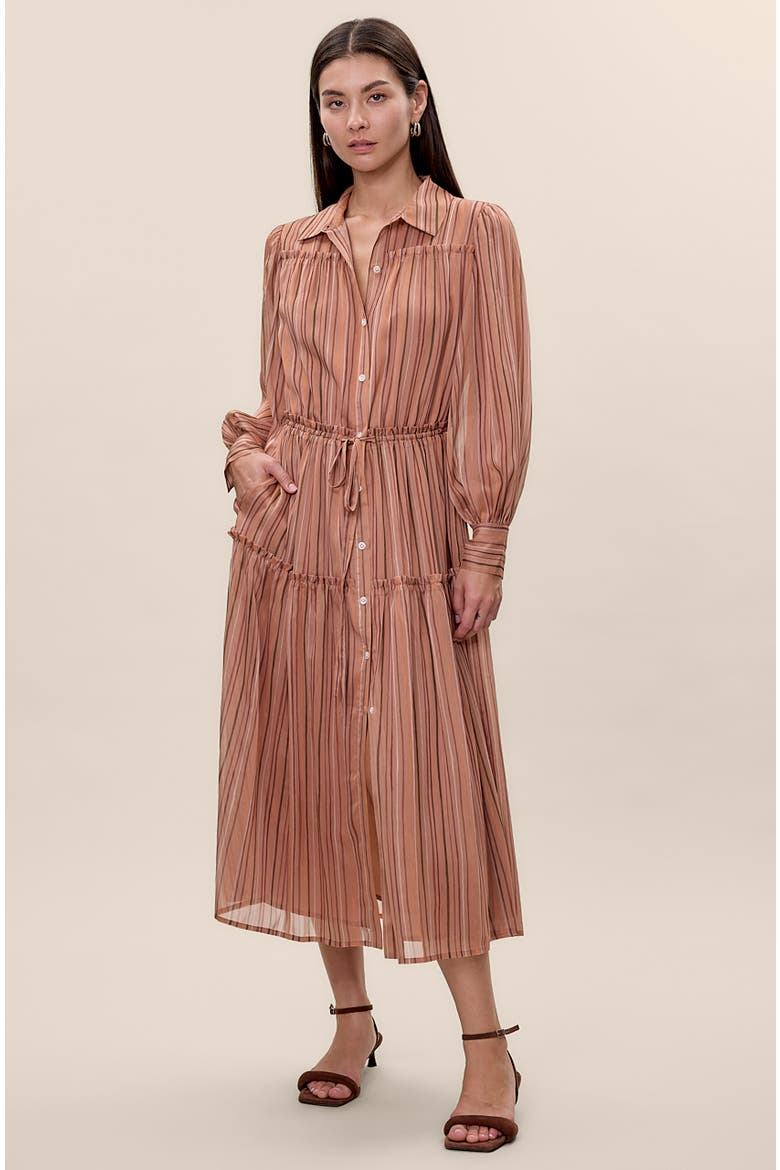 Celeste Stripe Dress, Main, color, Persimmon Stripe Multi