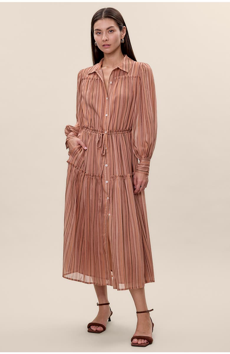 Rebecca Taylor Celeste Stripe Dress, Main, color, Persimmon Stripe Multi