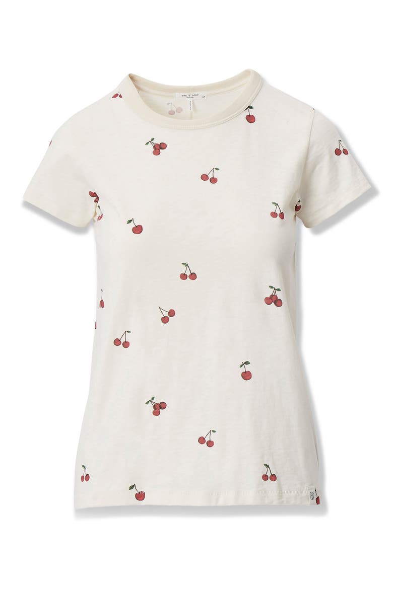 Cherry Print Cotton Graphic T-Shirt, Alternate, color, WHITE MULTI