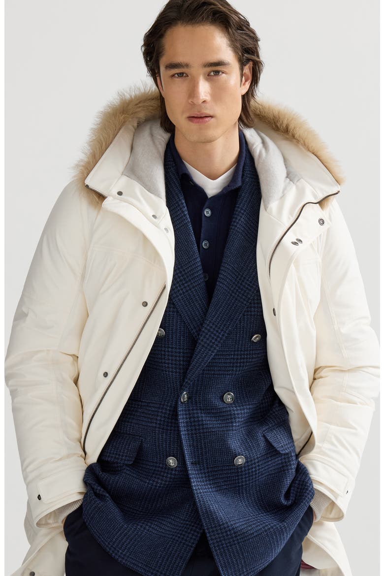 Stretch Bonded Nylon Parka With Thermore® Padding And Shearling Insert, Alternate, color, Off-White