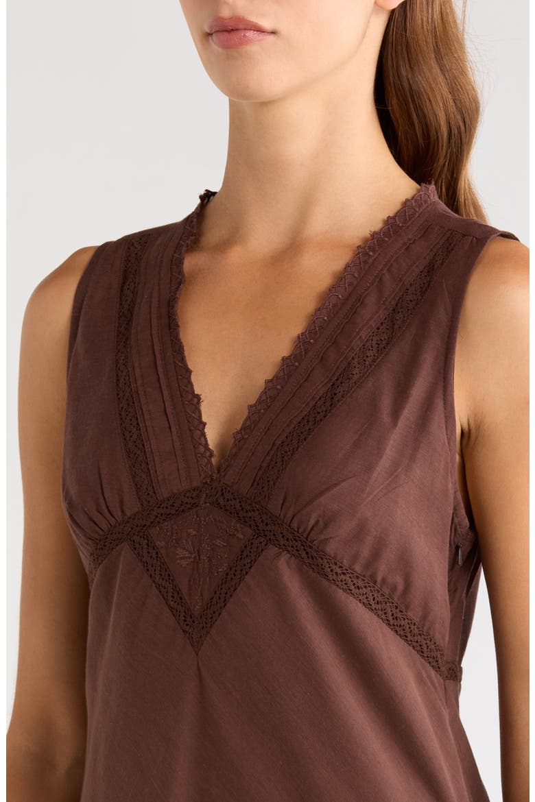 Lace Trim Midi Dress, Alternate, color, CHICORY COFFEE