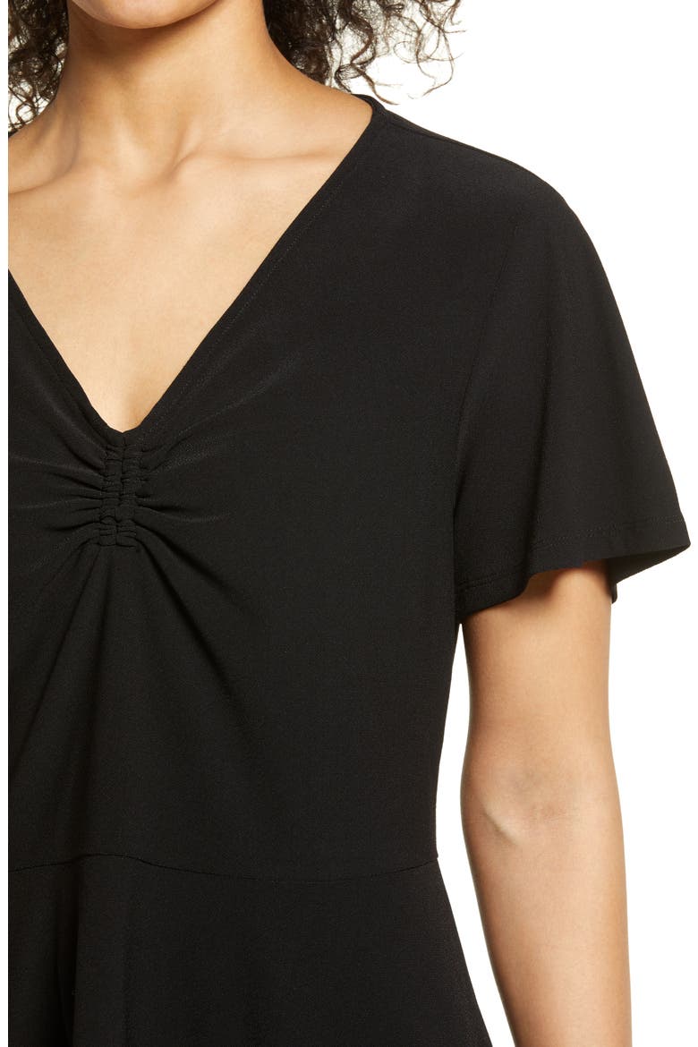 Cinch Front Peplum Top, Alternate, color, BLACK