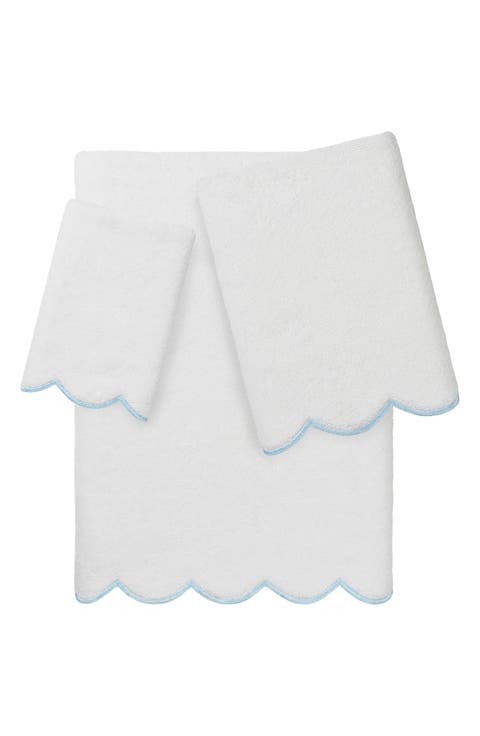Adornia Scallop 3-Piece Towel Set